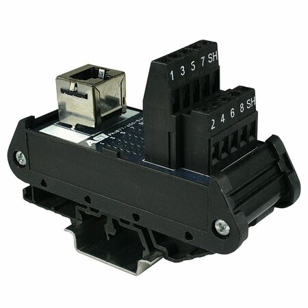 ASI RJ45 Breakout Board, RJ45 Ethernet Connector Breakout Board, DIN Rail Mount, RJ45 To Screw Terminals 16001